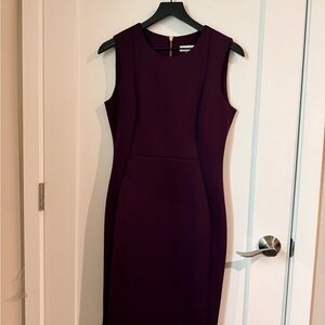 Calvin Klein Sleeveless Midi Dress in Deep Purple